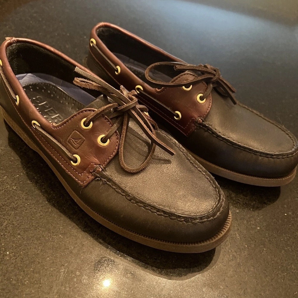 Sperry Men's Dark Brown and Burgundy Boat Shoes